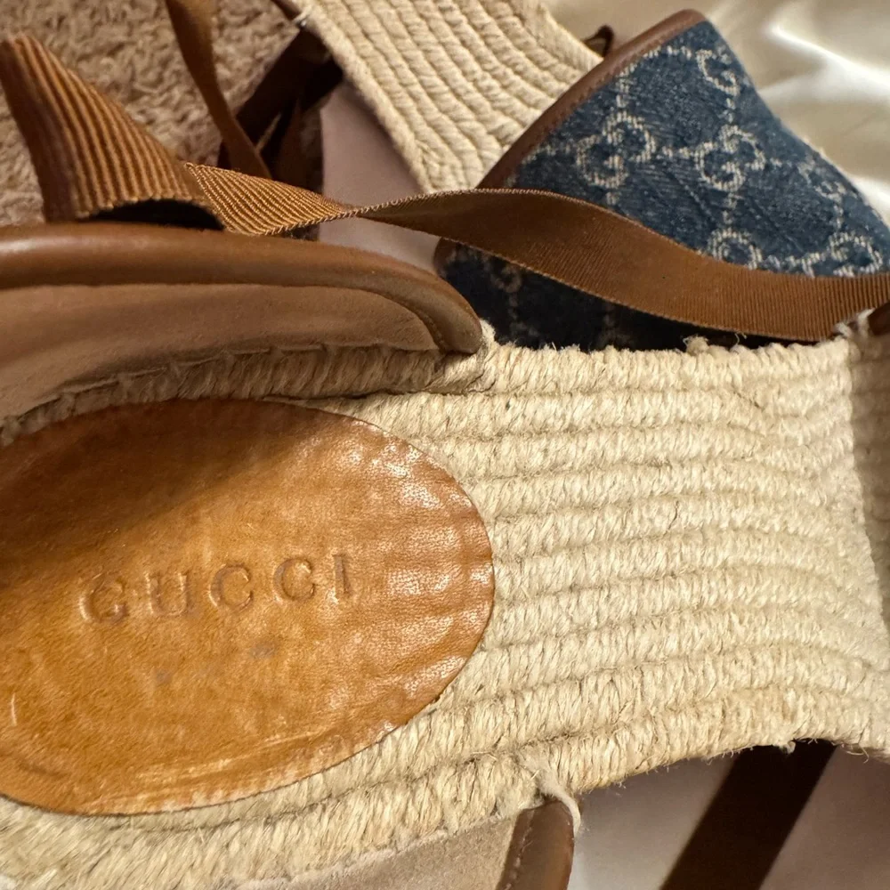 Gucci  Denim wedge sandals 42 - Picture 6 of 9